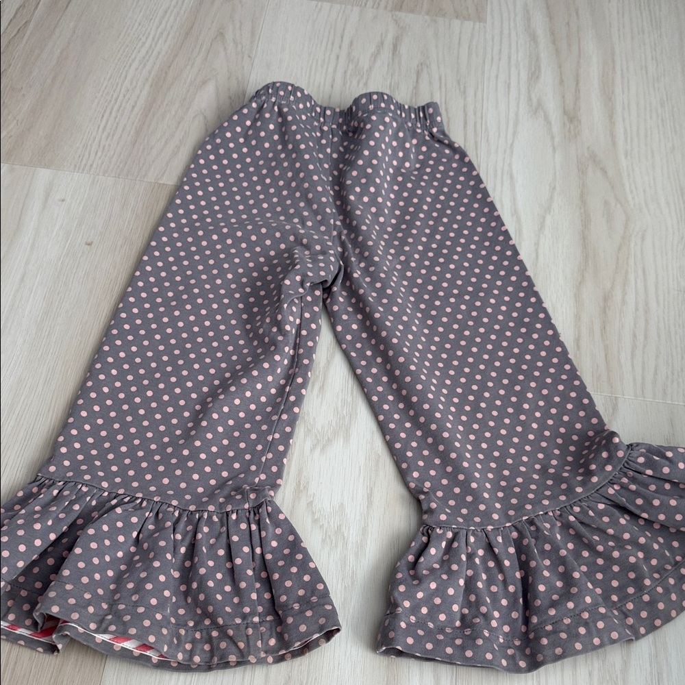 Matilda Jane Gray and Pink Polka Dot Ruffle Pants - Picture 3 of 3